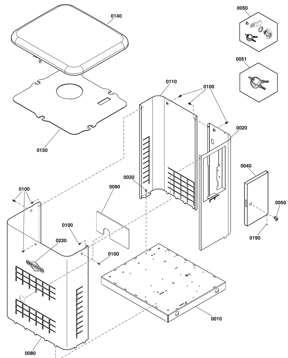Enclosure Group Diagram and Parts List for 040628-01  Briggs and Stratton Generator